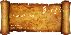 Zehr Ákos névjegykártya